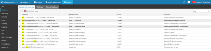 Java is inadvertently updated in an RSA Security Analytics environment