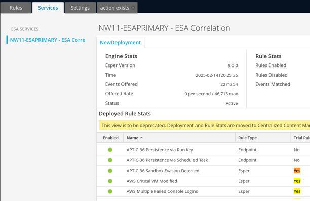 Netwitness Event Stream Analysis (ESA) Trial rules