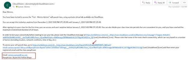 Virtual Lab Sample Email